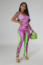 Purple Lime Pants Set