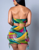 Multi-Color Two Piece Mini Skirt Set