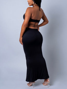 Sexy Black Cut Out Maxi Dress
