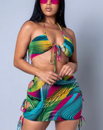Multi-Color Two Piece Mini Skirt Set